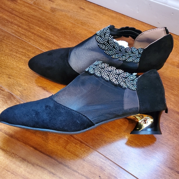 Black and gold with rhinestones shoes - Picture 4 of 4